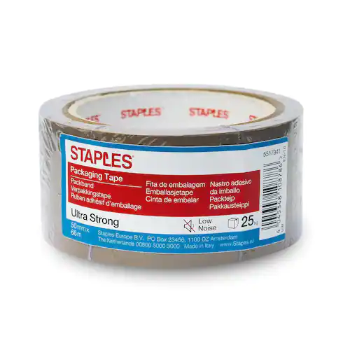 Staples Packtejp PP 50mmx66m stark Brun