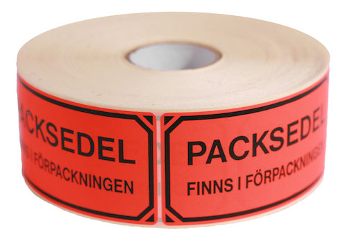 Etikett Packsedel Finns I Förpackningen 1000/rl