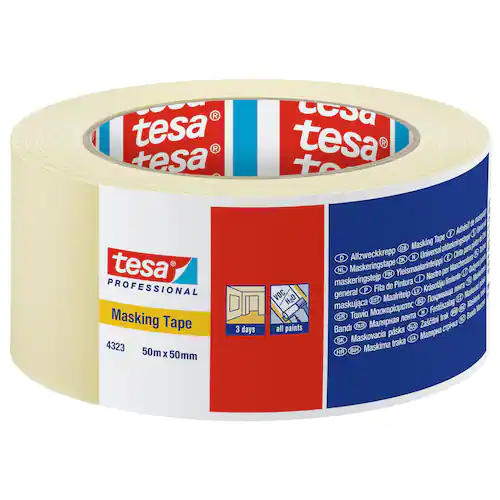 tesa® Maskeringstejp, ljusbeige, 50 mm x 50 m, 4323