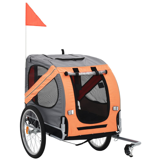 vidaXL Cykelvagn för hund orange och grå