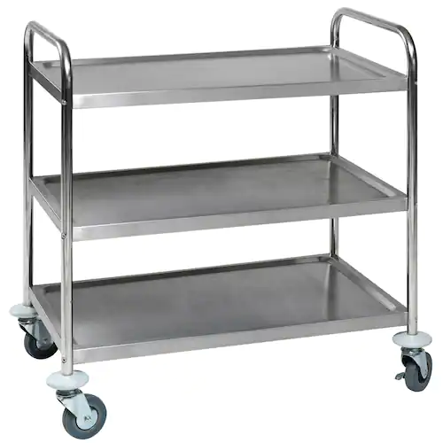 Rullbord 3 hyllplan rostfri