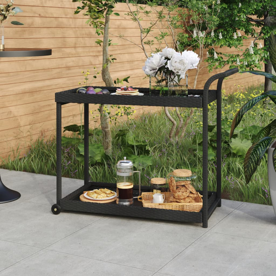 vidaXL Serveringsvagn svart 100x45x83 cm konstrotting