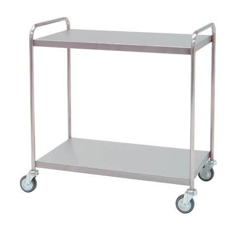 Distribitionsvagn i rostfritt stål - 2 hyllplan - 95x55x95 cm