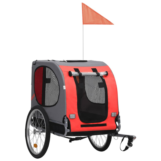 vidaXL Cykelvagn för hund röd och svart