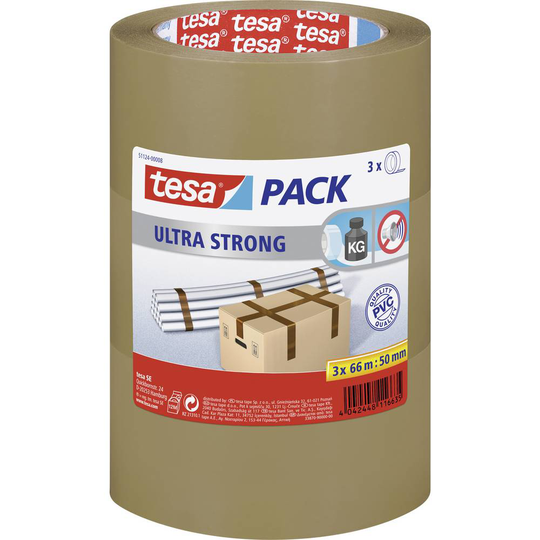tesa ULTRA STRONG 51124-00008-01 Packtejp tesapack® Brun (L x B) 66 m x 50 mm 3 st