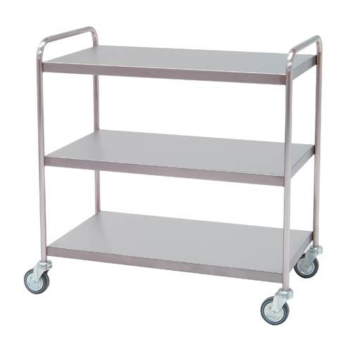 Distribitionsvagn i rostfritt stål - 3 hyllplan - 95x55x95 cm