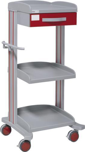 Sjukhusvagn med 3 hyllplan - 1 låda - Epoxibeläggning - Höjd 128 cm