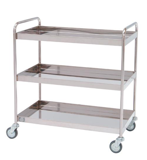Distribitionsvagn i rostfritt stål - 3 hyllplan - 95x50x95 cm