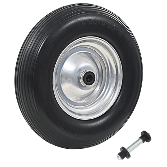 vidaXL Skottkärrehjul med axel massiv PU 4.00-8 390 mm