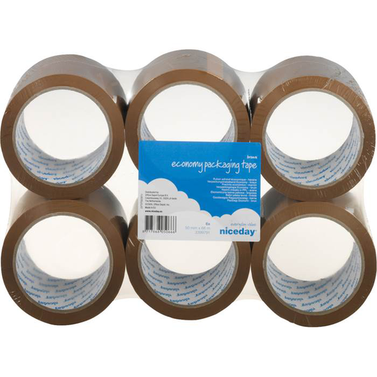 Packtejp PP 50mmx66m brun, 6st/fp