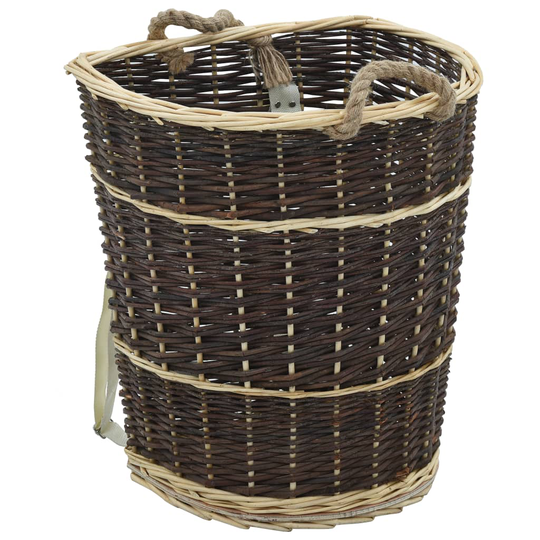 vidaXL Vedkorg med bärremmar 44,5x37x50 cm naturlig pil
