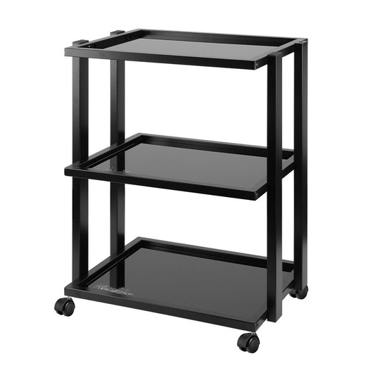 Svart vagn med 3 hyllplan i glas - PRO INK 1041