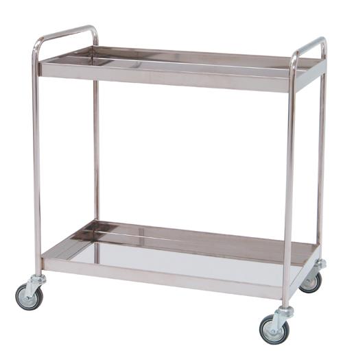 Distribitionsvagn i rostfritt stål - 2 hyllplan - 95x50x95 cm